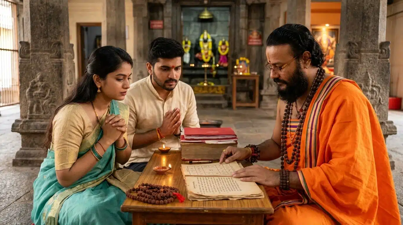 Couple receiving Kundli matching guidance from best astrologer in Jayanagar Bangalore