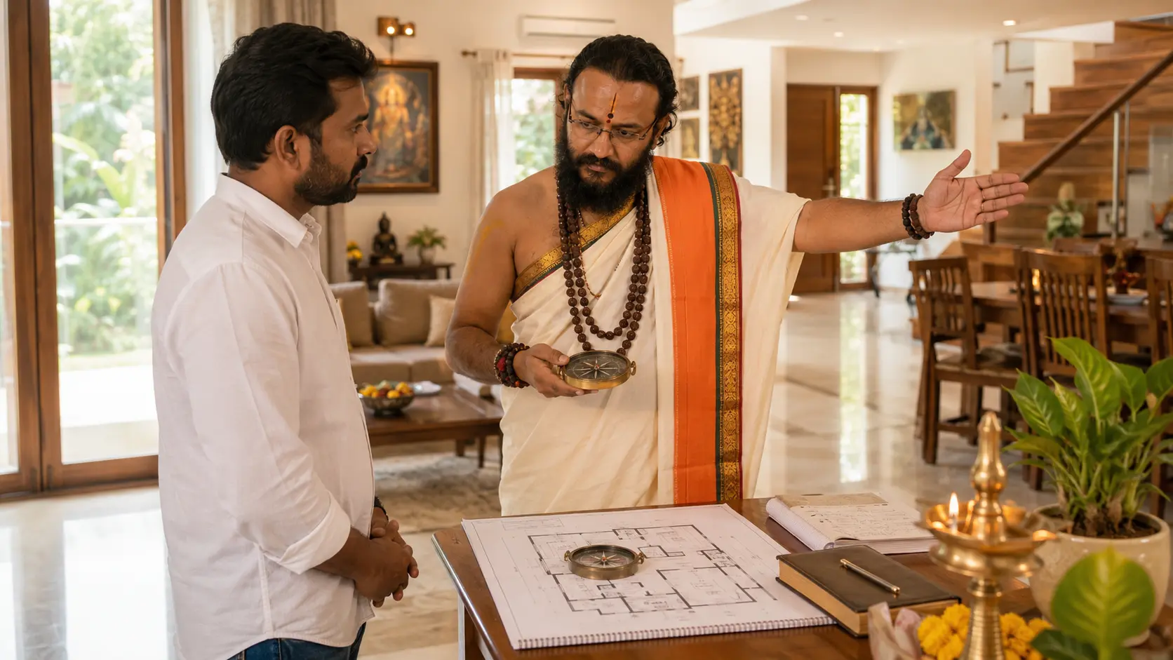 Vastu Shastra consultant reviewing room layout and directional balance for a Bangalore home