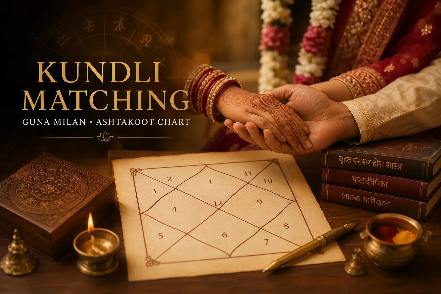 Ashtakoot Guna Milan chart used to assess marriage compatibility in Vedic astrology