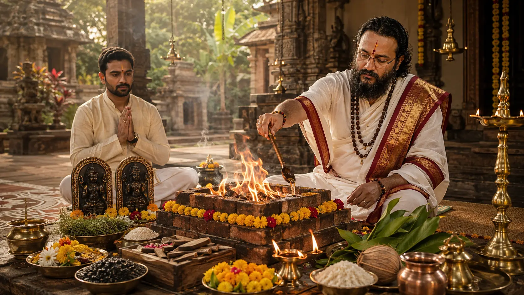 Rahu-Ketu Shanti Homam performed as a remedy for an active Rahu-Ketu Dasha period